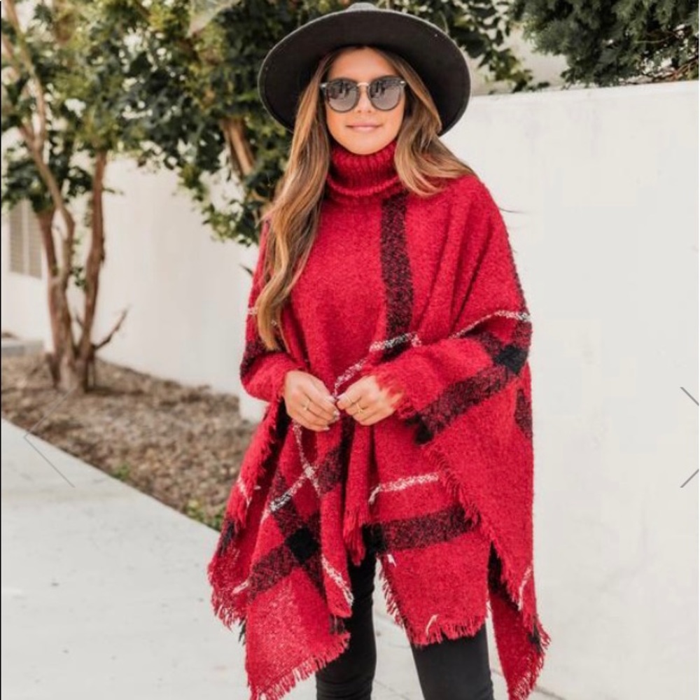 NWOT-Plaid Poncho